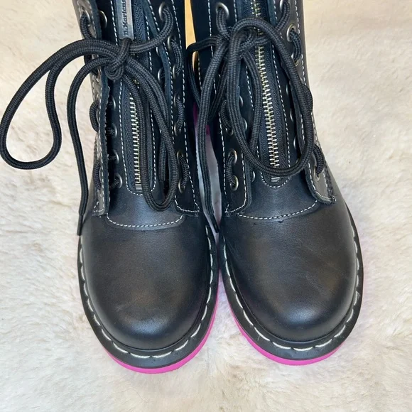 Dr. Martens 1460 Pink Sole Wanama Leather Jungle Zip Boots 6 - Picture 3 of 10